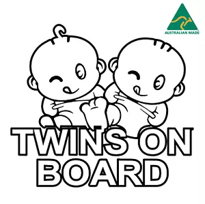 Twins On Board Warning Vinyl Decal Sticker 15 cm x 13.5 cm - Picture 1 of 16