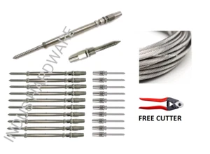 Kit ringhiera cavo 1/8" acciaio inox 316 36",1/8 1*19 500 piedi + kit completo per legno - Foto 1 di 1