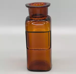 Antique Amber Brown Glass Apothecary Bottle Druggist Pharmacy Jar No Stopper - Picture 1 of 10