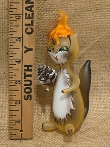 Adorno de vidrio soplado vintage DeCarlini tuerca ardilla hecho en Italia 6" de alto - Imagen 1 de 10