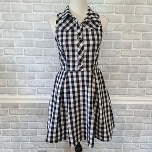 Vestido Midi Vintage IXIA Guinga Negro Blanco Calce y Acampanado Retro Pinup EE. UU. Med - Imagen 1 de 9