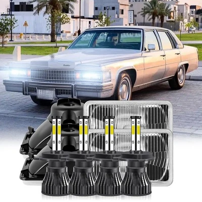 4pcs 4x6'' LED Headlights Hi-Low For 1977-1986 Chevrolet Caprice Monte Carlo - Image 1 of 4