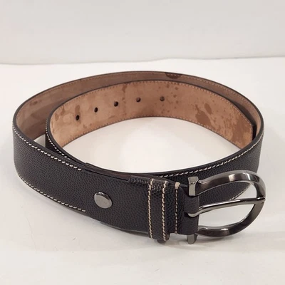 Salvatore Ferragamo Hombres Cinturón Cuero Hebilla Gunmetal Italia NF-67 9770 Foto 1 de 4