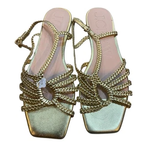 J Crew Damen-Sandalen goldfarben geflochtenes Seil flach Größe 9 - Bild 1 von 15