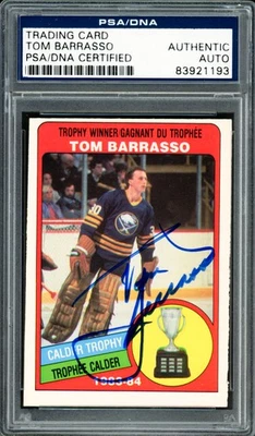 Tom Barrasso Signed 1984-85 O-Pee-Chee RC 375 Buffalo Sabres PSA/DNA #83921193 - Image 1 of 2