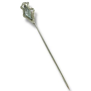 GIA-zertifiziert 0,49ct Raute Aquamarin massiv Weißgold Pin - Bild 1 von 8