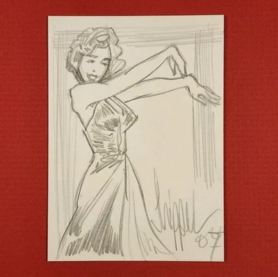 5-09-07 PWE . 2007 marilyn monroe original on card sketch art by paul shipper . - Image 1 of 2