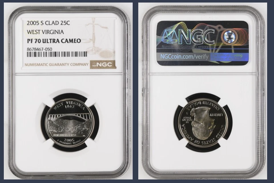 2005-S Proof State Quarter, W. Virginia,  PF70 Ultra Cameo NGC *FRESH SLAB* - Image 1 of 1