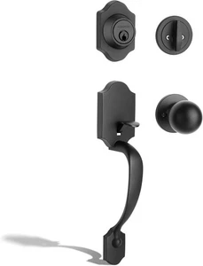 Heavy Duty Front Door Handle Set Matte Black Entrance Handle Classic Front Door - Picture 1 of 7