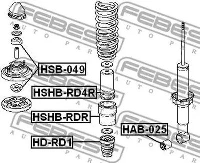 Casquillo de la suspensión HAB-025 FEBEST para HONDA CRX III CIVIC IV Shuttle - Imagen 1 de 4