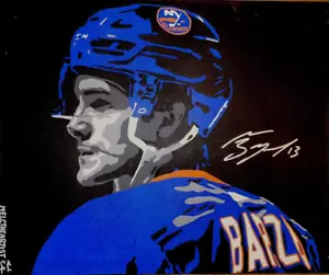 Mathew Barzal NY Islanders NHL Hockey Player Pop Art Painting by MELCTHEARTIST - Picture 1 of 9
