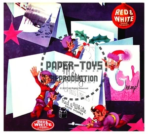 VINTAGE REPRINT - 1956 - BILL LAYNE ELVES RED & WHITE FOOD STORES CALENDAR - Picture 1 of 12