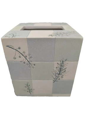 Caja de pañuelos de cerámica Croscill Rainier Everest cubierta soporte a cuadros floral botánico Foto 1 de 4