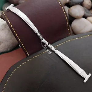 1/2" Womens 10k White Gold-Filled Speidel Unused 1960s-1970 Vintage Watch Band - Picture 1 of 9