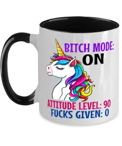 Mug Funny UNICORN Gift, Bitch Mode ON, Cute Unicorn Mug, Funny Coffee Black Mug - Picture 1 of 2