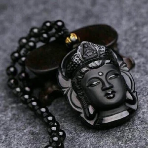 Black Obsidian Budda Collection pendant & necklace. 5000+neg ions - Picture 1 of 3