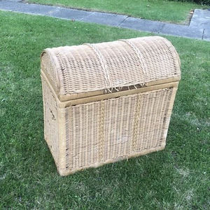 Vintage Large Wicker Industrial Basket / Trunk / Chest Lidded - Picture 1 of 13