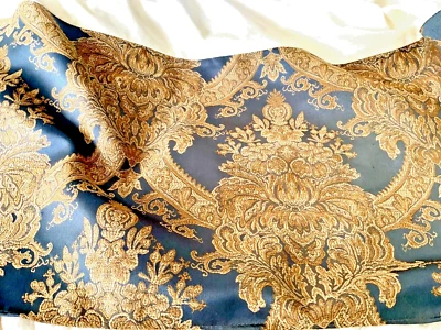 DE COLECCIÓN CROSCILL HOME KING SIZE FALDA DE CAMA DE LUJO AZUL Y DORADO 14” CUBIERTA COMPLETA CAÍDA Foto 1 de 4