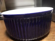 Roshco 1 Quart Small Round Cobalt Blue Ceramic Bakeware Dish / Casserole Dish