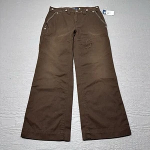 NEW Polo Ralph Lauren Pants Kids 8 Brown Patch Flare Heavy Cotton Casual - Picture 1 of 14