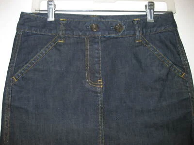 SKIRT ANN TAYLOR SZ 2 Denim Jean Raw Hem WOMEN'S DARK WASH STRAIGHT PENCIL - Image 1 of 4