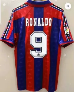 MAGLIA 96-97 RONALDO 9 CALCIO CAMISETA S M L XL XXL KAPPA VINTAGE BARCELLONA - Foto 1 di 6
