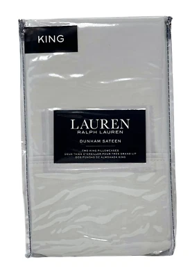 FUNDAS DE ALMOHADA RALPH LAUREN 2 PIEZAS KING 300 TC ALGODÓN DUNHAM SATÉN PLATA NUEVAS PRECIO DE VENTA SUGERIDO POR EL FABRICANTE $50 Foto 1 de 2