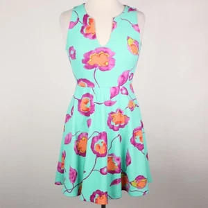 Everly Womens Small Teal Fit & Flare Floral Sleeveless Dress - Picture 1 of 5