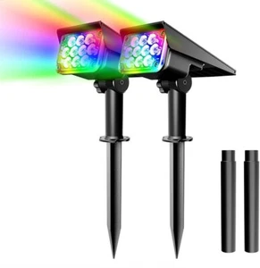 2 focos solares luz solar RGB LED lámpara solar jardín foco exterior - Imagen 1 de 10