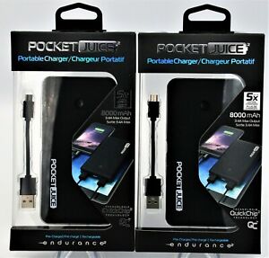 2 Pack Tzumi  8000 mAh PocketJuice Endurance Portable Battery Pack Charger USB