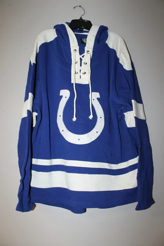 New NFL Indianapolis Colts old time jersey style mid weight cotton hoodie men L Cover