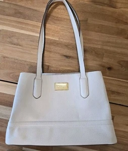 NANETTE LEPORE SHORT SHOULDER BAG White TOTE Quality & Design Pebbled Purse - Picture 1 of 16