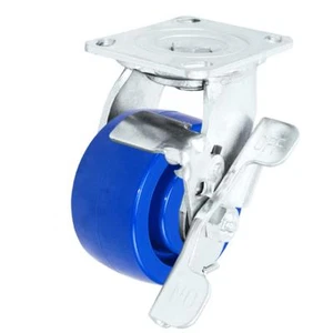 Rueda giratoria de acero inoxidable CasterHQ- 5"" x 2"" con freno - poliuretano sólido - Imagen 1 de 2