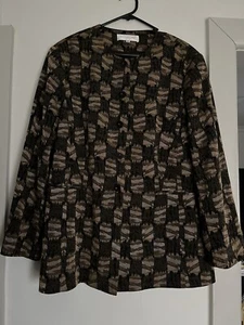 Dollicini Jacket Sz 48 Italian Design Silk Cotton Brown Bronze Copper Vintage 18 - Picture 1 of 10