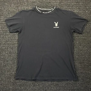 Vintage Playboy by Pacsun T Shirt Spellout Ringer Collar Bunny Black S y2k - Picture 1 of 7