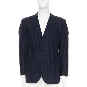 KITON 100% cashmere navy pinstriped double vents blazer jacket IT52 XL - Picture 1 of 9