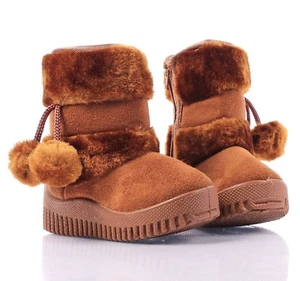 Cute Two Layer Style Faux Fur Booties Toddlers Kids Girls Winter Boots Shoes - Picture 1 of 33