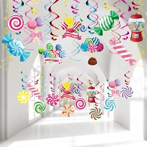 Candyland Party Decorations Candy Hanging Swirls Decorations Colorful Candy D... - Picture 1 of 7