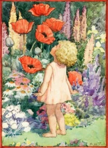 Poppies by Margaret Tarrant – 1927 Vintage Garden Fairy Tale Art Print - Picture 1 of 2