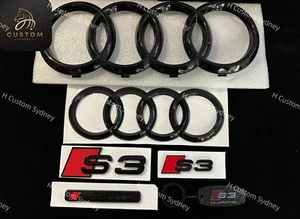 S3 Gloss Black Full Badges Emblems Package For Audi S3 8V 2014-2020 Models - Picture 1 of 9