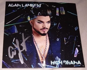 Queen's Adam Lambert Signed 4.5" X 4.5" Art Card & New Sealed High Drama CD - Picture 1 of 3