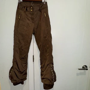 Pantalón de esquí/nieve Obermeyer de colección para mujer talla 4 marrón bordado con joyas puños con cremallera - Imagen 1 de 18