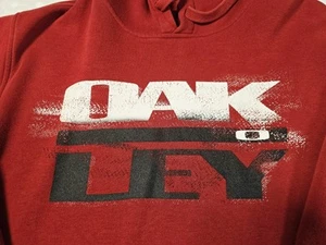 Oakley Big Logo Spellout Hoodie Red/Black Mens Medium Pull Over Drawstring - Picture 1 of 6
