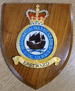 Old RAF Royal Air Force Far East Squadron Crest Shield Plaque - Picture 1 of 1