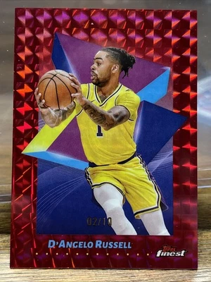 2025 Topps Finest Basketball D'Angelo Russell Red Geo Refractor 02/10  #46 - Image 1 of 2