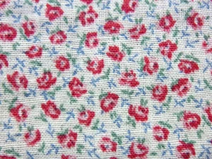 Vintage Feedsack Stoff voll offen 2-farbig WINZIG rosa Rosen cremeweiß 37x45" - Bild 1 von 7