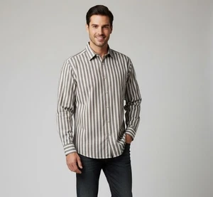 Bugatchi Uomo Hemd Manschette grau rosa Nadelstreifen Knopfleiste Herren Gr. M 15,5 - Bild 1 von 12