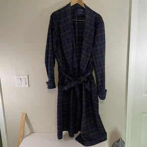 Pendleton Long Pure Virgin Wool Tartan Robe Size Large W/ Tie & Pockets - Picture 1 of 9