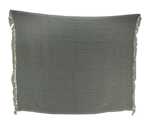 Manta de algodón 2 tonos en zig zag a rayas con flecos, blanco gris - Imagen 1 de 3