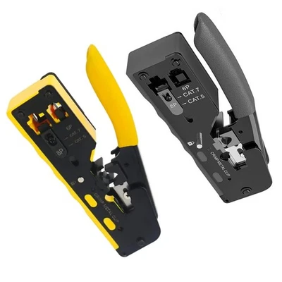 RJ45 Crimp Tool Pass Through Crimper Cutter Kit for Cat6 Cat5 Cat7 Network Cable - Image 1 of 4